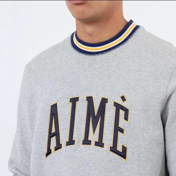 Aimé Leon Dore Collegiate Crew Sweater Gray Crew Neck Size M - Picture 5 of 7